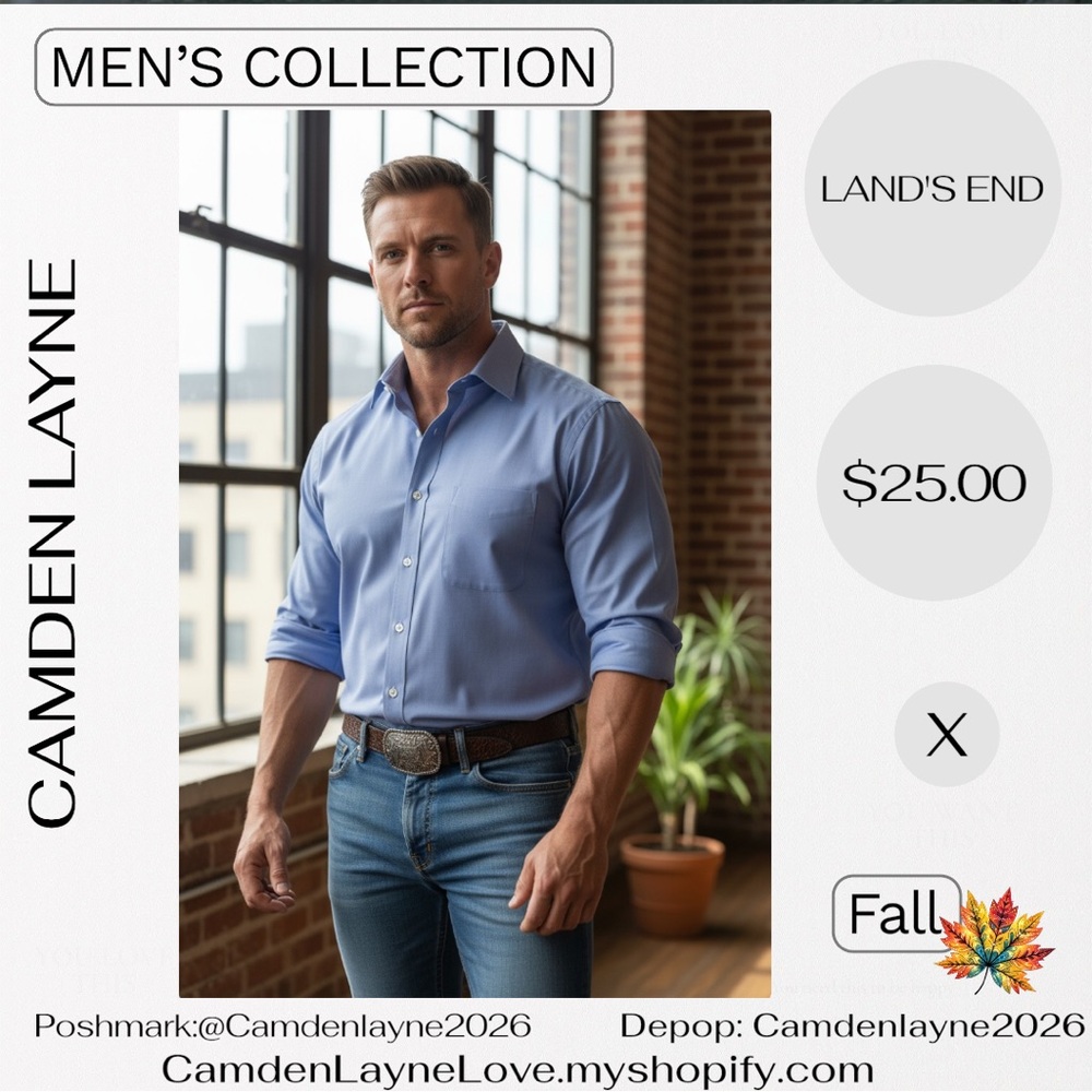 Lands' End Men's Light Blue Dress Shirt - Picture 8 of 8